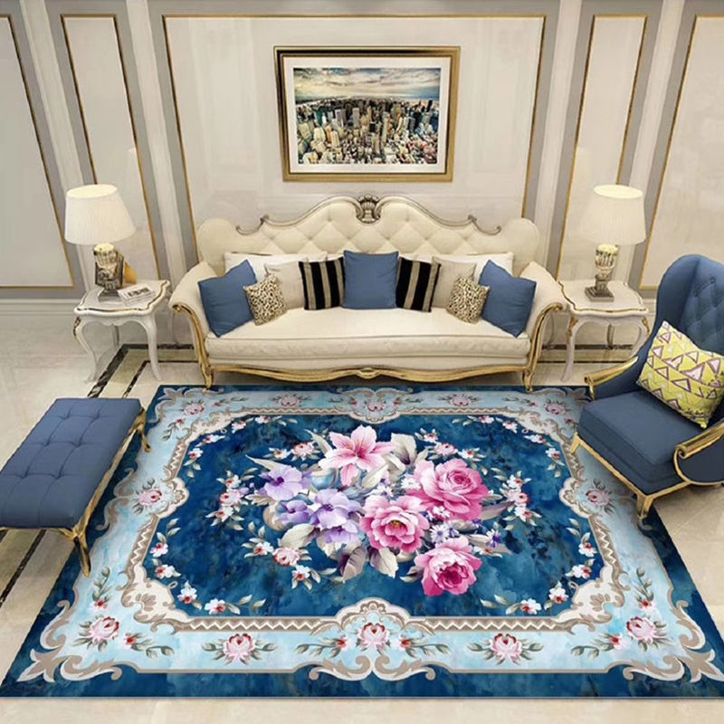 Chinoiserie Flower Rug Multi Colored Polypropylene Area Carpet Anti-Slip Backing Pet Friendly Easy Care Indoor Rug for Parlor Clearhalo 'Area Rug' 'Rug' 2333138