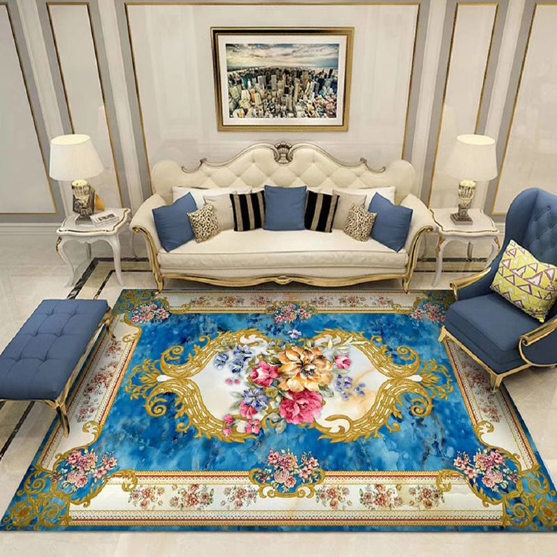 Chinoiserie Flower Rug Multi Colored Polypropylene Area Carpet Anti-Slip Backing Pet Friendly Easy Care Indoor Rug for Parlor Clearhalo 'Area Rug' 'Rug' 2333140