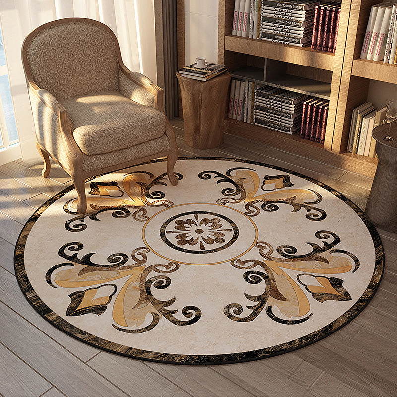 Olden Decoration Rug Multi Color Flower Printed Area Carpet Polyster Non-Slip Backing Stain-Resistant Indoor Rug Beige Clearhalo 'Area Rug' 'Rugs' 'Vintage' Rug' 2333155