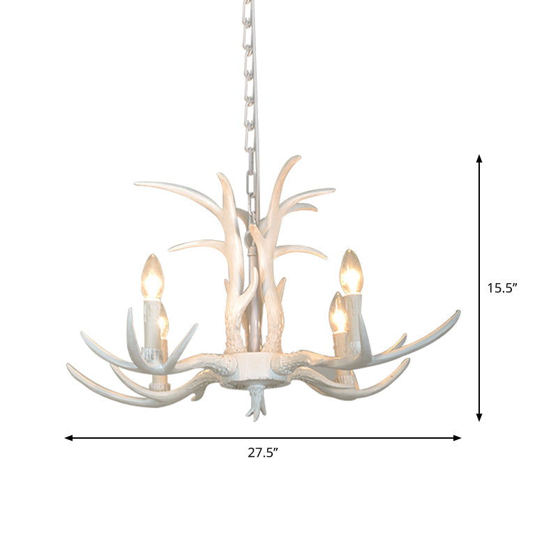 White Candle Shape Pendant Chandelier Rustic Resin 4/6/8-Head Bedroom Hanging Ceiling Light Clearhalo 'Ceiling Lights' 'Chandeliers' Lighting' options 233377