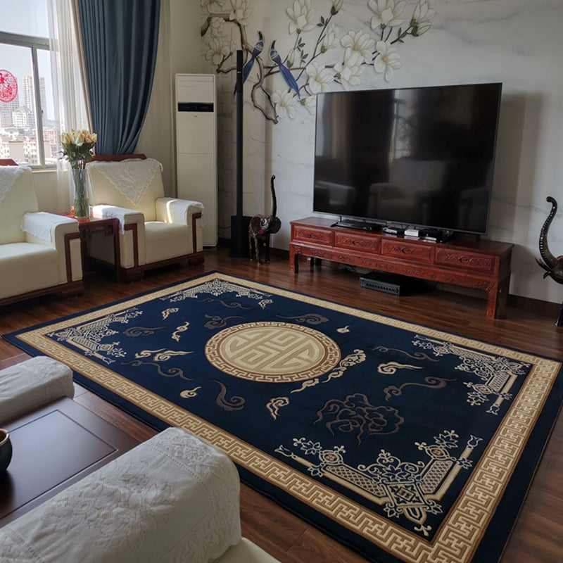 Oriental Living Room Rug Multi Color Geometric Patterned Indoor Rug Polypropylene Pet Friendly Anti-Slip Backing Carpet Dark Blue Clearhalo 'Area Rug' 'Rug' 2334455