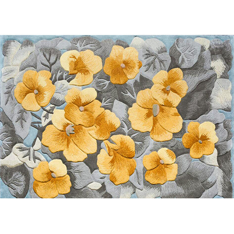 French Country Flower Print Rug Multi Colored Polypropylene Carpet Anti-Slip Backing Stain-Resistant Indoor Rug for Decoration Yellow Clearhalo 'Area Rug' 'French Country' 'Rugs' Rug' 2334460