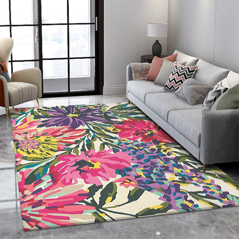 Tropical Plant Printed Rug Multi Colored Lamb Wool Indoor Rug Pet Friendly Easy Care Stain-Resistant Area Carpet for Bedroom Clearhalo 'Area Rug' 'Rug' 2335038