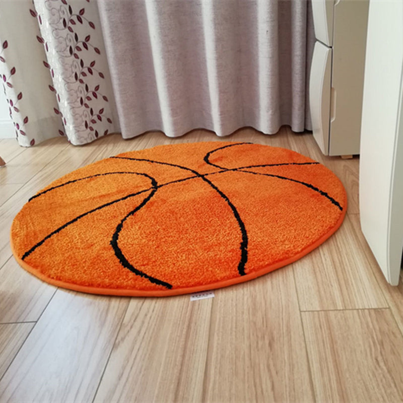 Casual Kids Bedroom Rug Multi Colored 3D Print Indoor Rug Polyster Anti-Slip Backing Pet Friendly Area Carpet Orange-Red 2'7