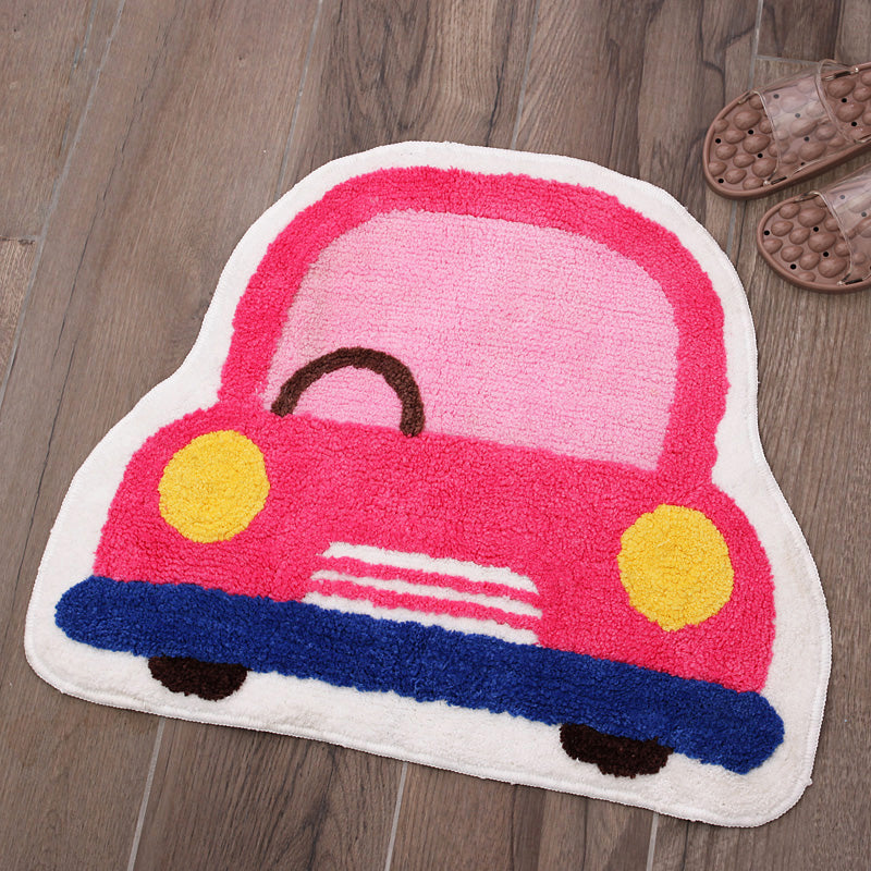 Creative Kids Room Rug Multi Colored 3D Patterned Indoor Rug Cotton Blend Anti-Slip Pet Friendly Area Carpet Pink 1'8