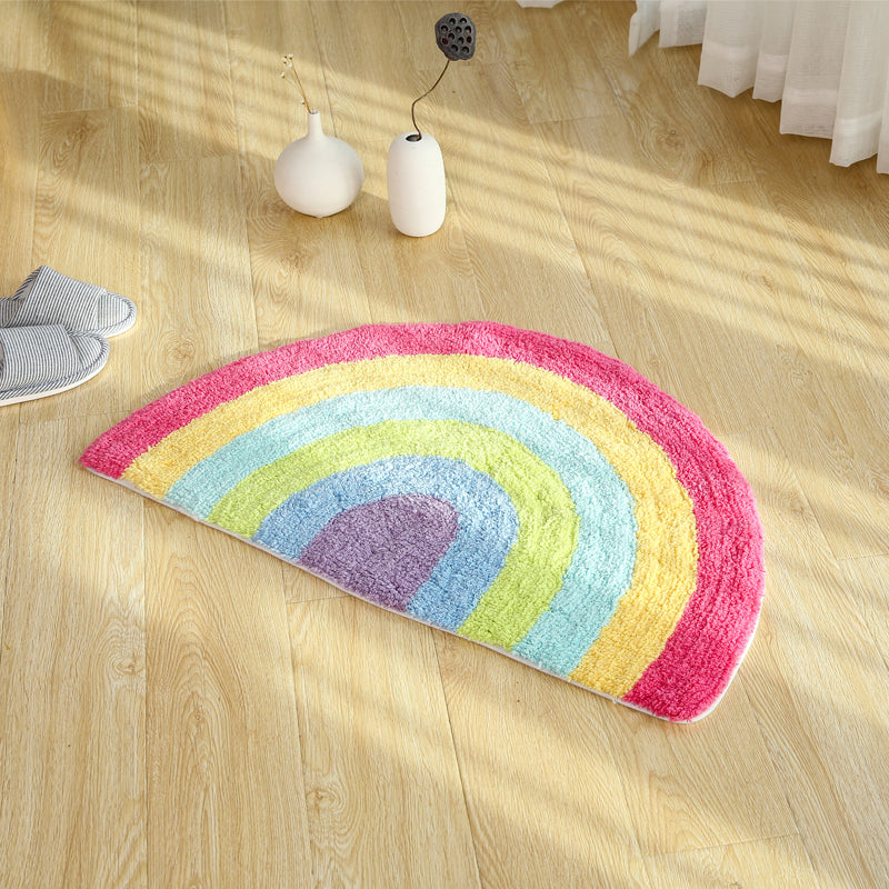 Fancy Rainbow Print Rug Red Cotton Door Mat Pet Friendly Stain-Resistant Easy Care Door Mat for Childrens Room Clearhalo 'Area Rug' 'Rug' 2335167