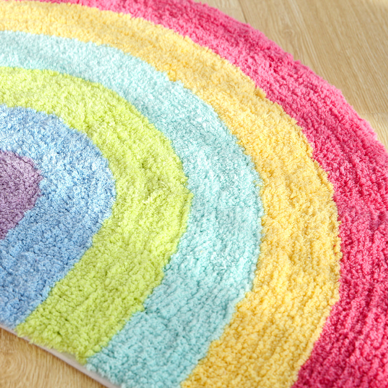 Fancy Rainbow Print Rug Red Cotton Door Mat Pet Friendly Stain-Resistant Easy Care Door Mat for Childrens Room Clearhalo 'Area Rug' 'Rug' 2335170