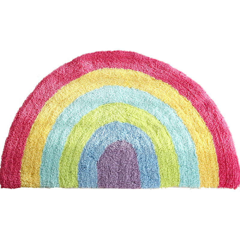 Fancy Rainbow Print Rug Red Cotton Door Mat Pet Friendly Stain-Resistant Easy Care Door Mat for Childrens Room Clearhalo 'Area Rug' 'Rug' 2335172