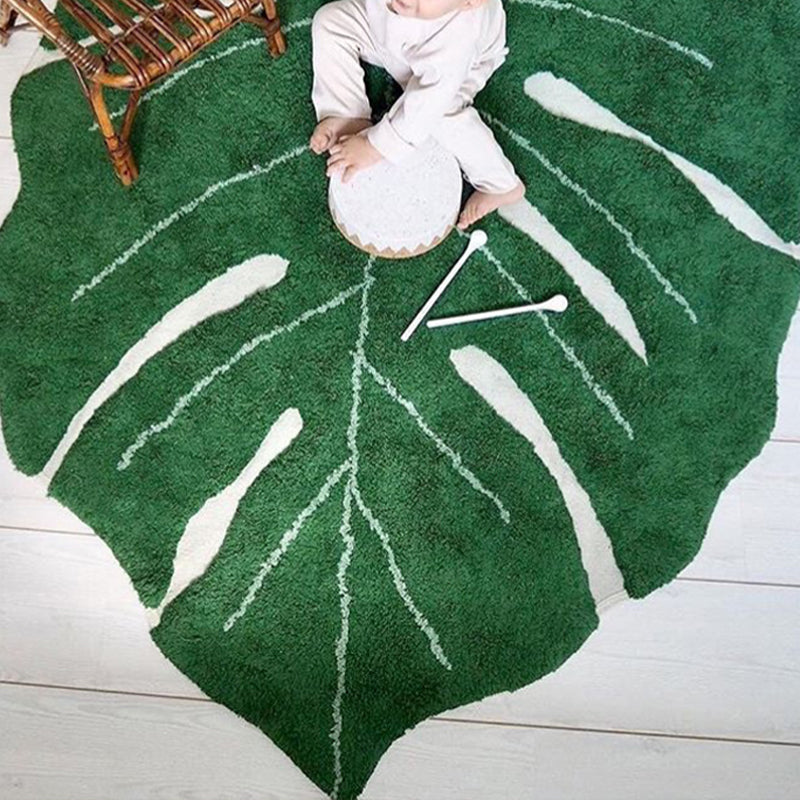 Irregular Shape Leaf Print Rug Blackish Green Nordic Indoor Rug Cotton Pet Friendly Easy Care Area Carpet for Living Room Clearhalo 'Area Rug' 'Rug' 2335176