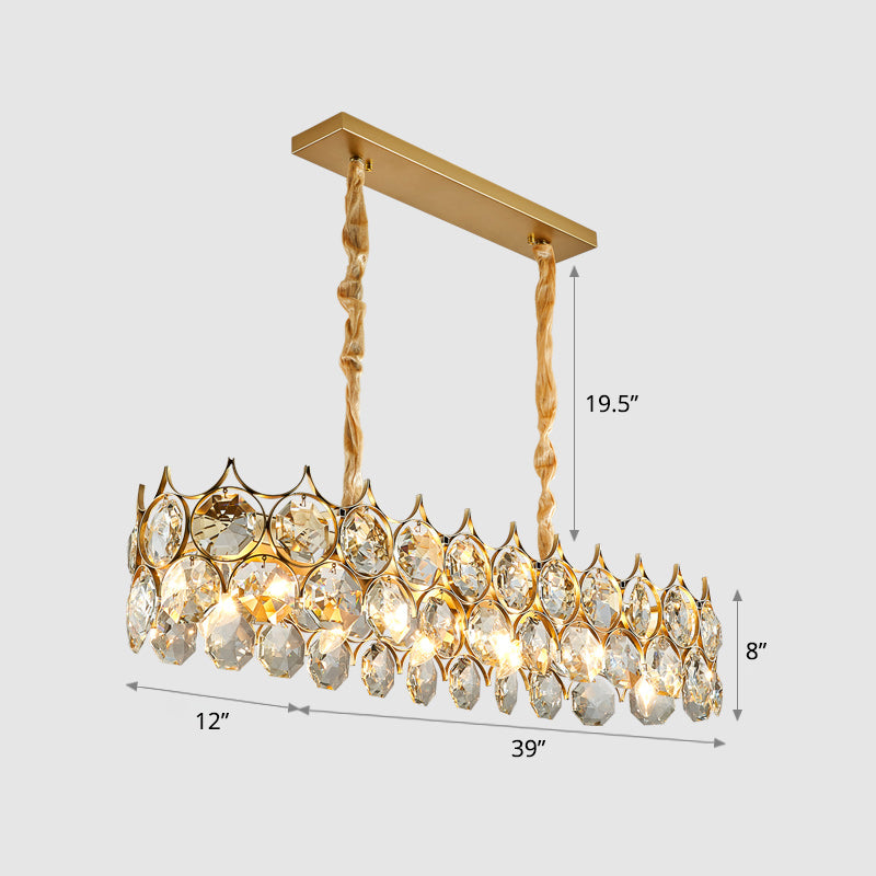 Teardrop-Like Dining Room Chandelier Crystal Postmodern Style Hanging Ceiling Light Gold 39