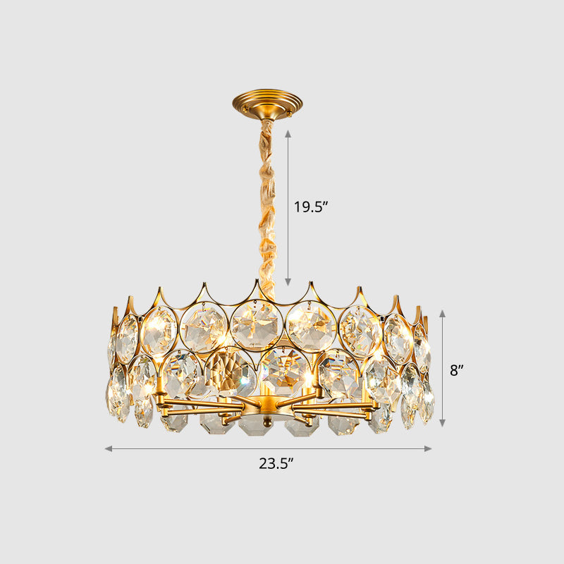 Teardrop-Like Dining Room Chandelier Crystal Postmodern Style Hanging Ceiling Light Gold 23.5