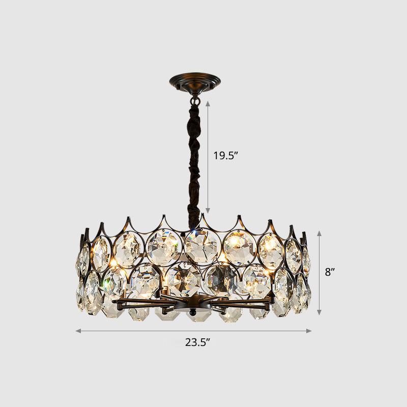 Teardrop-Like Dining Room Chandelier Crystal Postmodern Style Hanging Ceiling Light Black 23.5