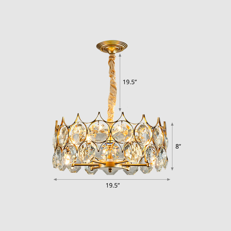 Teardrop-Like Dining Room Chandelier Crystal Postmodern Style Hanging Ceiling Light Gold 19.5