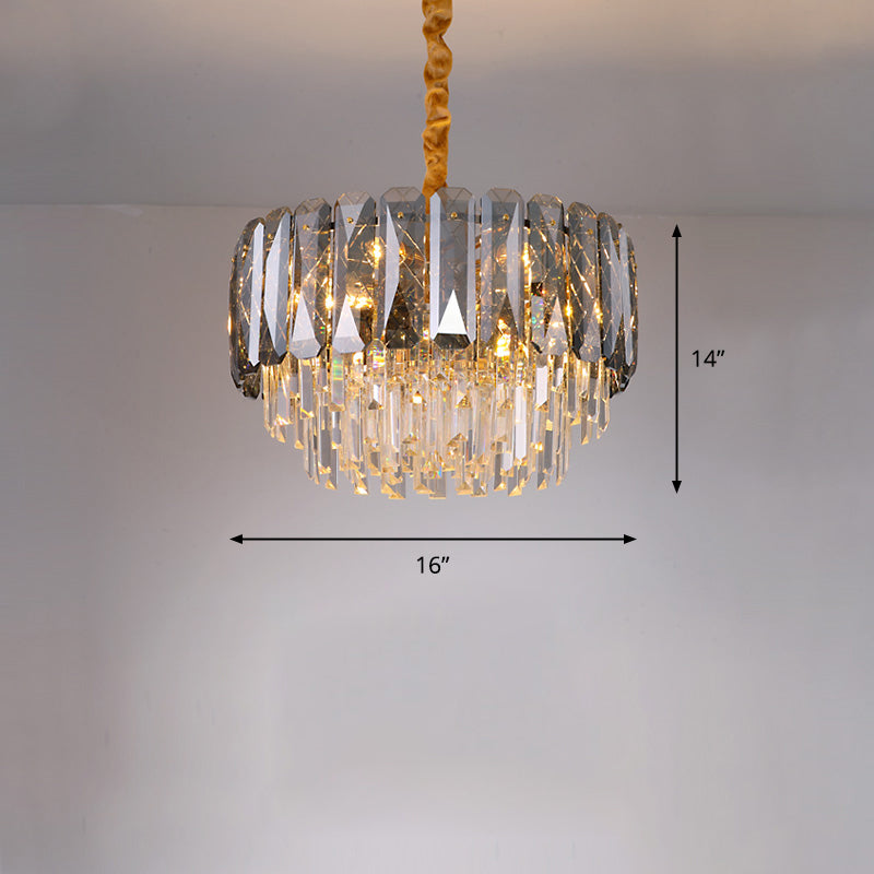 Clear Crystal Layers Chandelier Lighting Contemporary Ceiling Pendant Light for Bedroom Clear 16