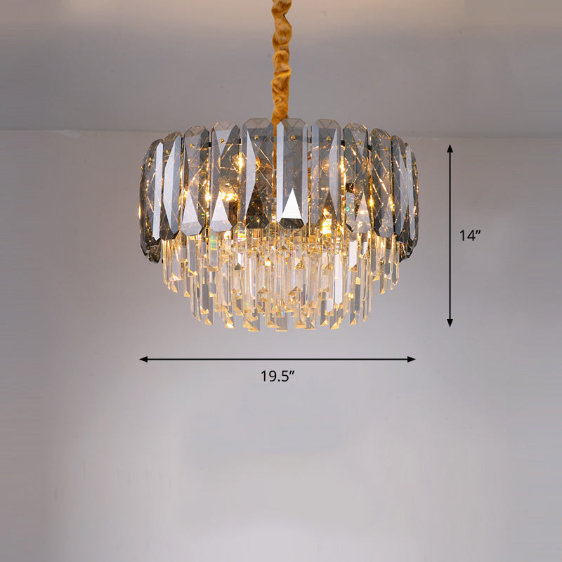 Clear Crystal Layers Chandelier Lighting Contemporary Ceiling Pendant Light for Bedroom Clear 19.5