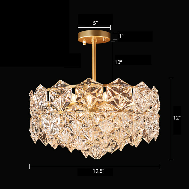 Crystal Hexagons Chandelier Minimalistic Gold Pendant Ceiling Light for Living Room Gold 19.5