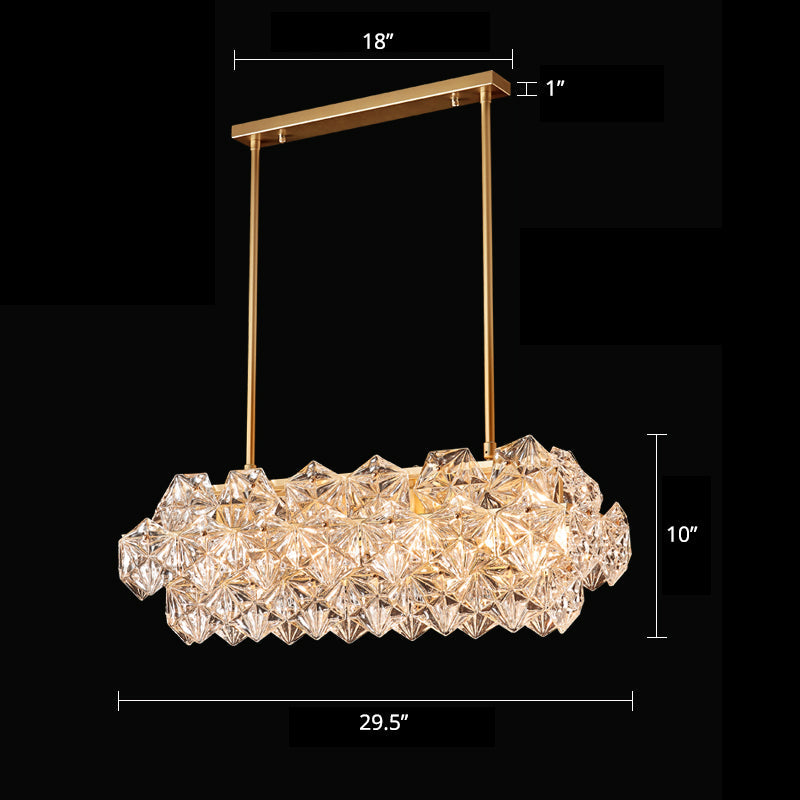 Crystal Hexagons Chandelier Minimalistic Gold Pendant Ceiling Light for Living Room Gold 29.5