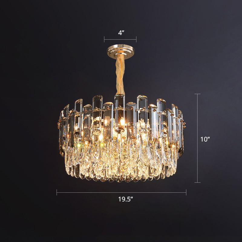 Round Hanging Light Fixture Modernism K9 Crystal Clear Chandelier for Dining Room Clear 19.5