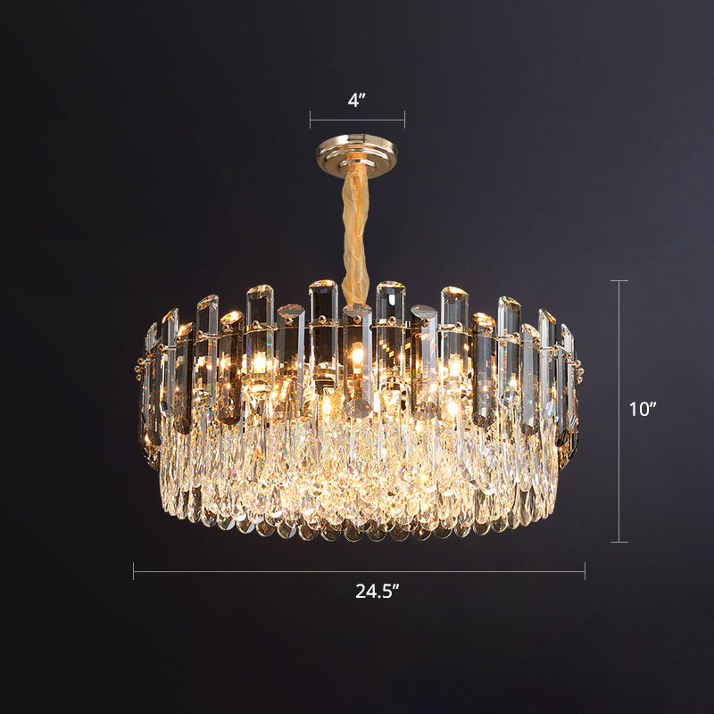 Round Hanging Light Fixture Modernism K9 Crystal Clear Chandelier for Dining Room Clear 24.5