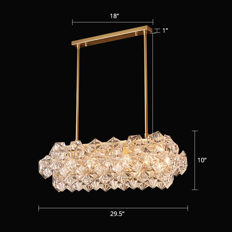 Living Room Ceiling Suspension Lamp Minimalist Gold Chandelier with Hexagonal Crystal Shade Gold 29.5