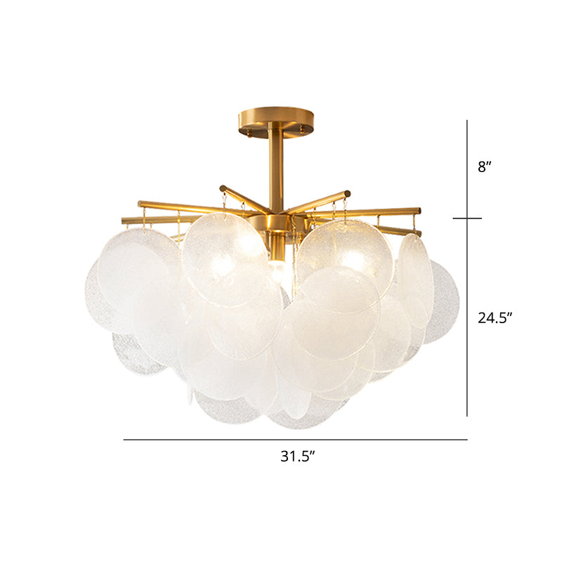 Seedy Glass Disc Ceiling Chandelier Modern Style Gold Finish Pendant Light for Dining Room Gold 31.5