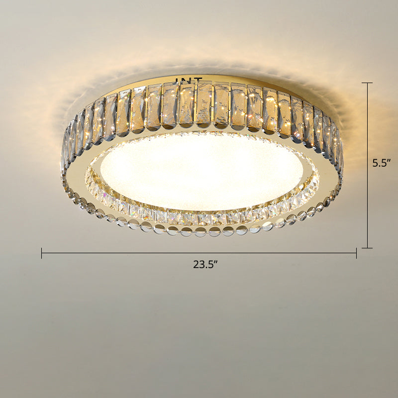 Geometrical Flush Mount Lighting Fixture Minimalistic Crystal Clear Ceiling Lamp for Bedroom Clear 23.5