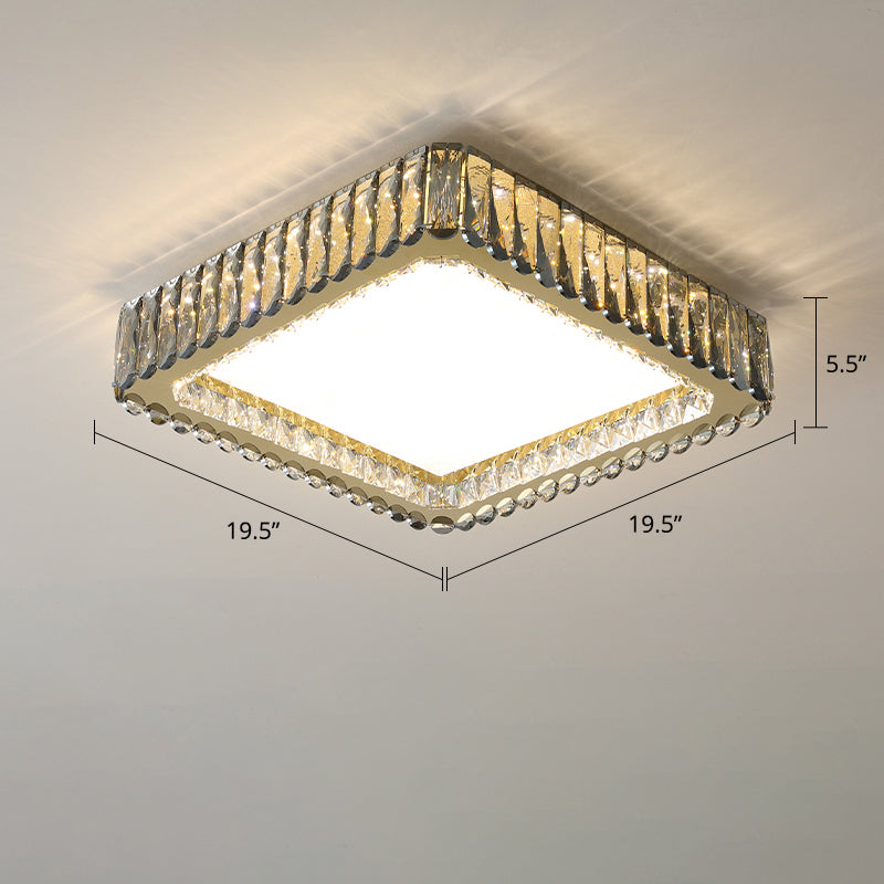 Geometrical Flush Mount Lighting Fixture Minimalistic Crystal Clear Ceiling Lamp for Bedroom Clear 19.5