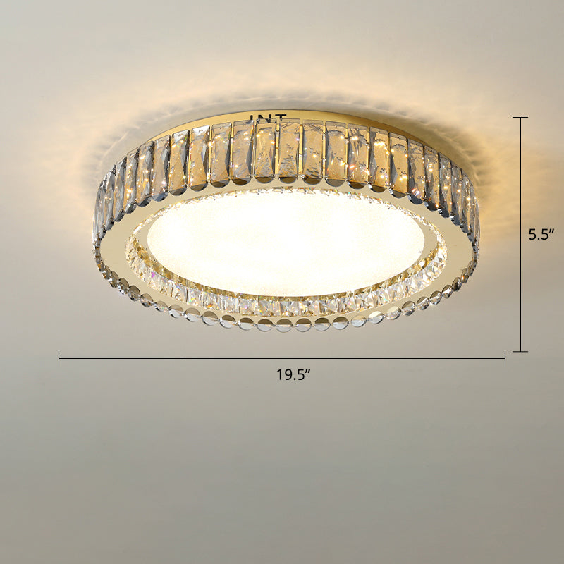 Geometrical Flush Mount Lighting Fixture Minimalistic Crystal Clear Ceiling Lamp for Bedroom Clear 19.5