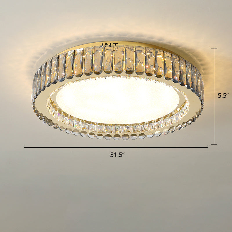 Geometrical Flush Mount Lighting Fixture Minimalistic Crystal Clear Ceiling Lamp for Bedroom Clear 31.5