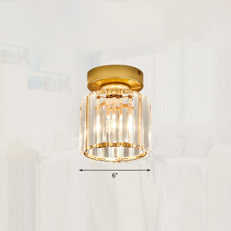 Small Ceiling Mounted Light Modern Crystal 1-Light Corridor Semi Flush Mount Lamp Gold Round Clearhalo 'Ceiling Lights' 'Close To Ceiling Lights' 'Close to ceiling' 'Semi-flushmount' Lighting' 2336284