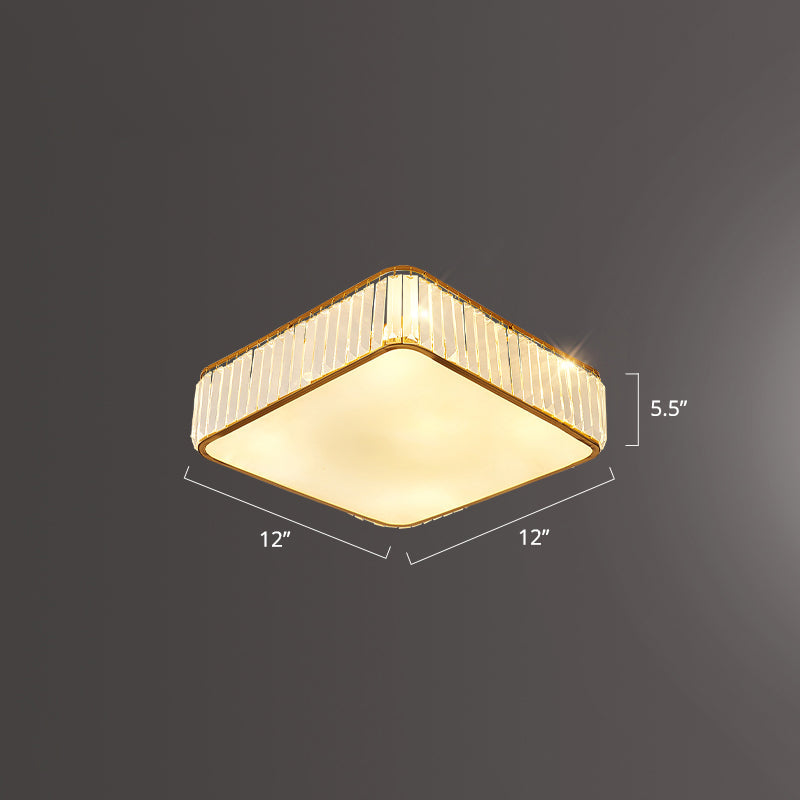 K9 Crystal Square Flush Mount Lighting Fixture Minimalist Ceiling Flush Mount for Bedroom Gold 12