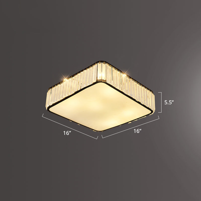 K9 Crystal Square Flush Mount Lighting Fixture Minimalist Ceiling Flush Mount for Bedroom Black 16