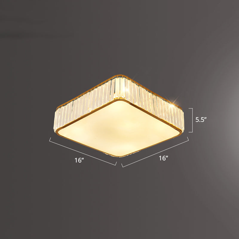 K9 Crystal Square Flush Mount Lighting Fixture Minimalist Ceiling Flush Mount for Bedroom Gold 16