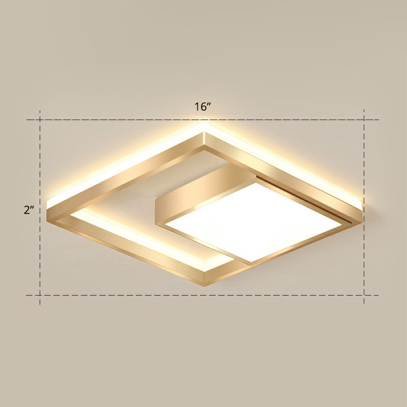 Modern Square LED Flush Light Fixture Acrylic Bedroom Ceiling Mounted Lamp in Gold Gold 16