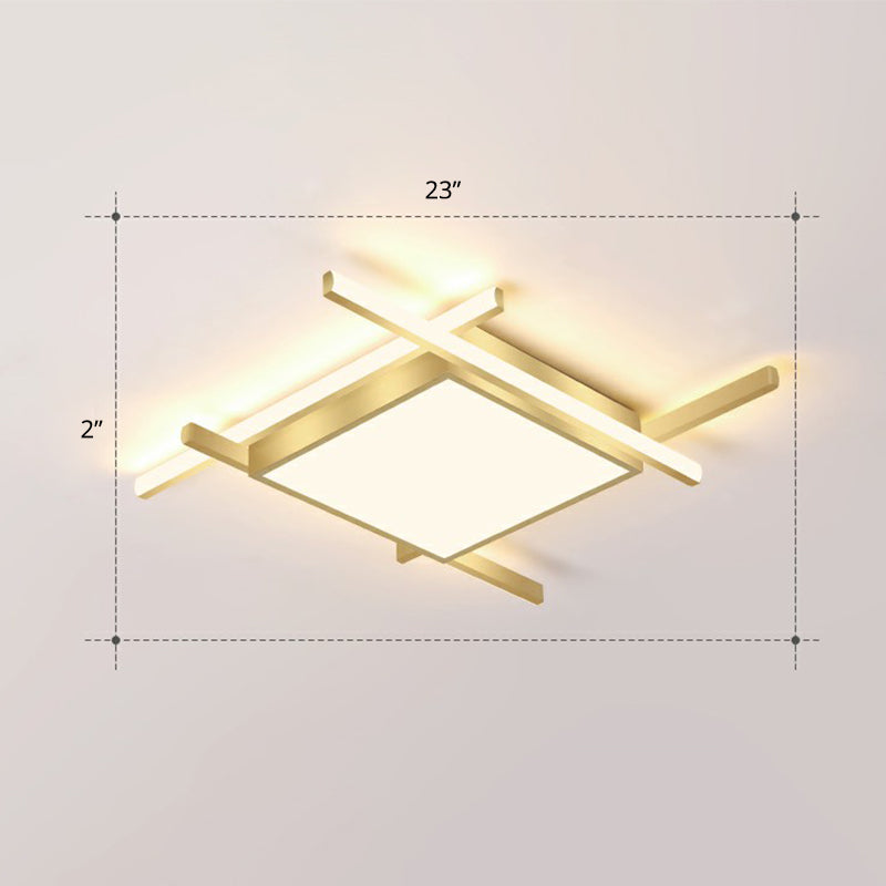 Minimalism Square Flush Mount Ceiling Fixture Metal Bedroom Flushmount Light in Gold Gold 23