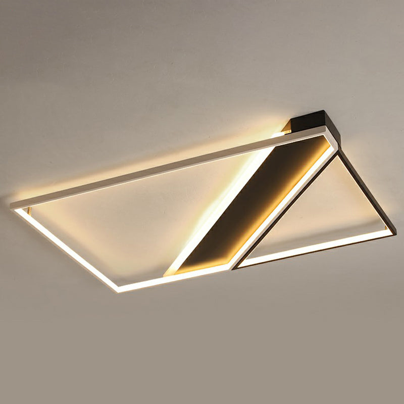 Rectangle Lounge LED Ceiling Light Acrylic Modernism Flush Mount Light in Black and White Black 41