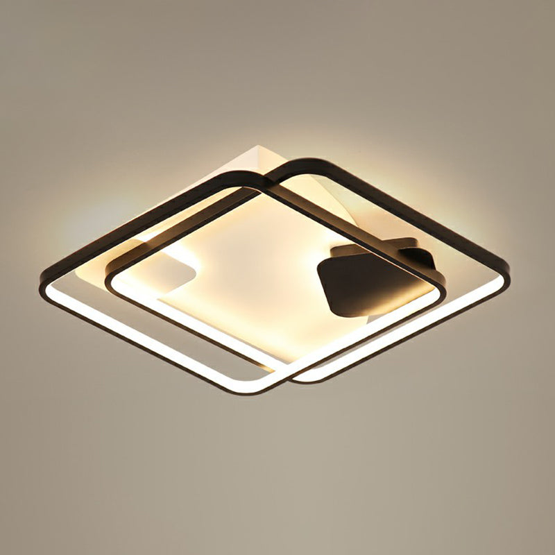 Parallel Ceiling Mount Lighting Modern Acrylic Black LED Flush Mount for Living Room Black 21.5