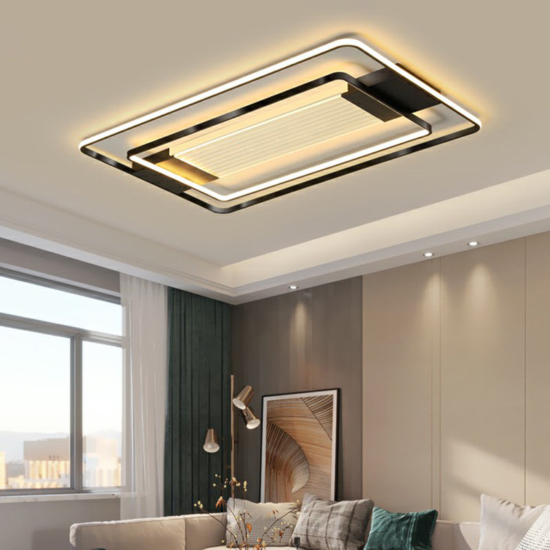 Black Finish Rectangle LED Flush Light Minimalist Acrylic Ceiling Mount Lamp for Living Room Clearhalo 'Ceiling Lights' 'Close To Ceiling Lights' 'Close to ceiling' 'Flush mount' Lighting' 2336429