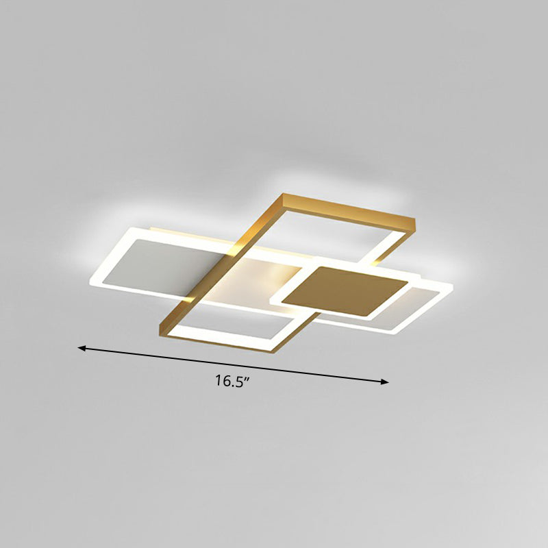 Overlap Ceiling Mounted Light Modern Stylish Metal Bedroom Flush Mount Lighting Fixture Gold 16.5