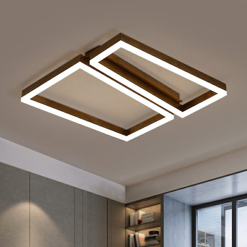 Trapezoid Metal LED Ceiling Mount Light Simple Coffee Finish Flushmount Lighting for Living Room Clearhalo 'Ceiling Lights' 'Close To Ceiling Lights' 'Close to ceiling' 'Flush mount' Lighting' 2336474