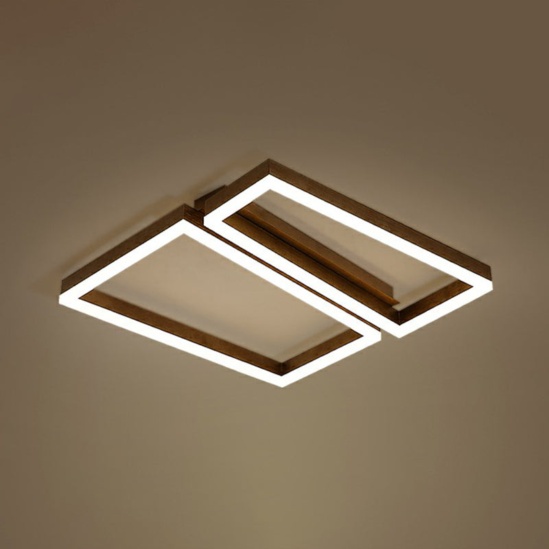 Trapezoid Metal LED Ceiling Mount Light Simple Coffee Finish Flushmount Lighting for Living Room Coffee 25.5