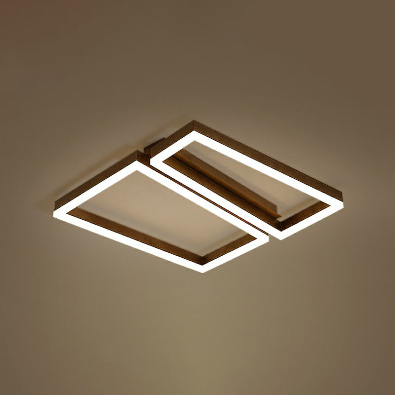 Trapezoid Metal LED Ceiling Mount Light Simple Coffee Finish Flushmount Lighting for Living Room Coffee 18