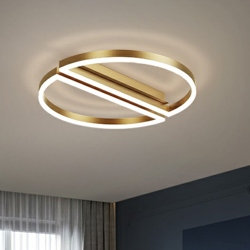 Gold Finish Round Led Flush Ceiling Light Modern Metallic Flushmount Lighting for Bedroom Clearhalo 'Ceiling Lights' 'Close To Ceiling Lights' 'Close to ceiling' 'Flush mount' Lighting' 2336504