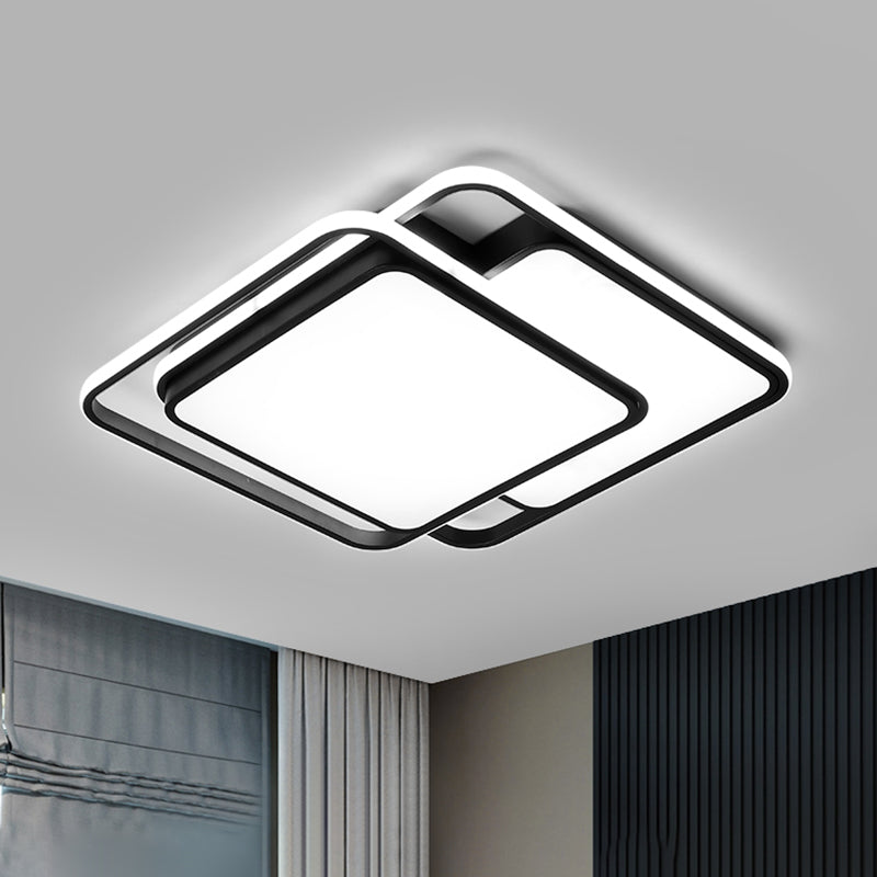 Acrylic Geometric Shaped Ceiling Flush Light Nordic Black Flush Mount Led Light for Bedroom Black 16.5