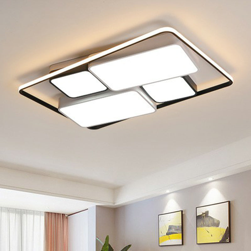 Rectangle Flush-Mount Light Fixture Modern Acrylic Black Ceiling Mount Light for Living Room Clearhalo 'Ceiling Lights' 'Close To Ceiling Lights' 'Close to ceiling' 'Flush mount' Lighting' 2336528