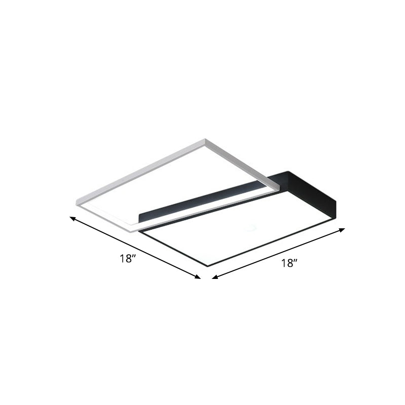 Bedroom Led Ceiling Fixture Modern Flush Mount Light with Trapezoid Acrylic Shade Black 18