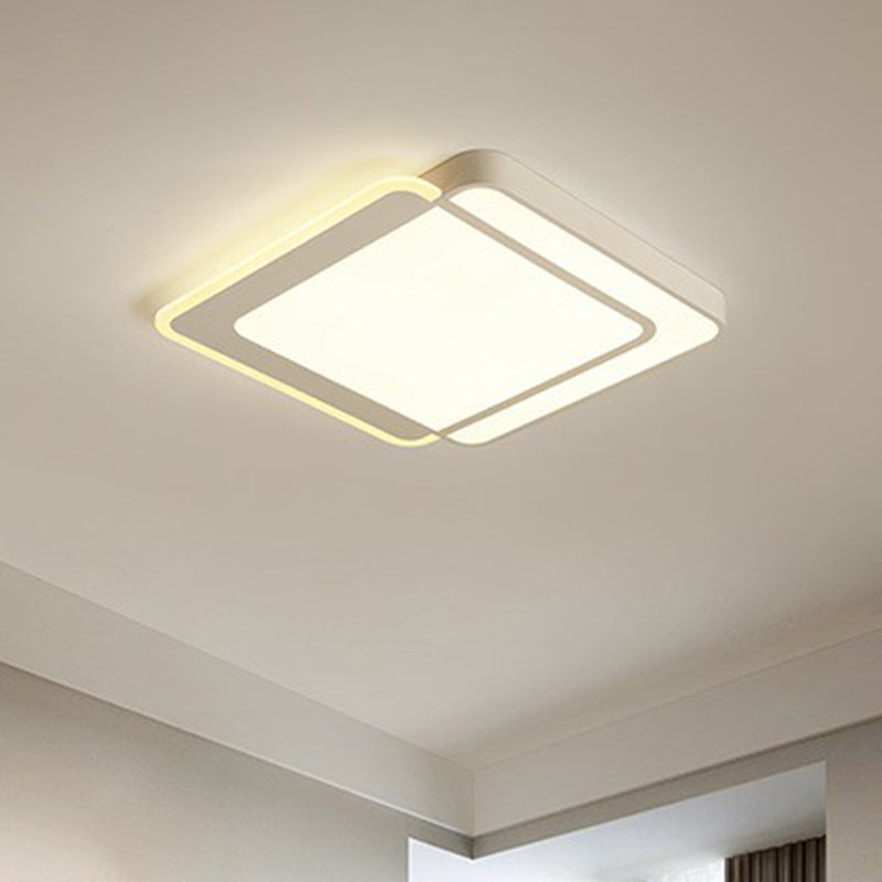 White Rectangular Flush Mount Led Light Minimalism Metal Ceiling Light with Acrylic Diffuser Clearhalo 'Ceiling Lights' 'Close To Ceiling Lights' 'Close to ceiling' 'Flush mount' Lighting' 2336619