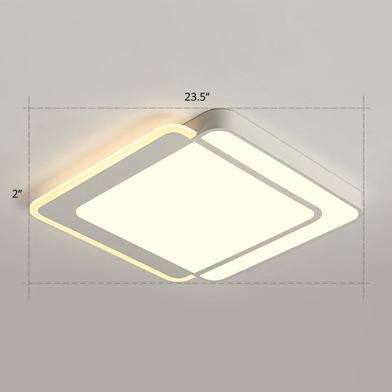 White Rectangular Flush Mount Led Light Minimalism Metal Ceiling Light with Acrylic Diffuser White 23.5