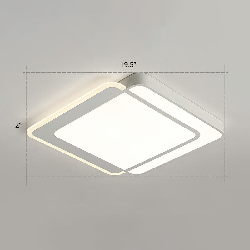 White Rectangular Flush Mount Led Light Minimalism Metal Ceiling Light with Acrylic Diffuser White 19.5