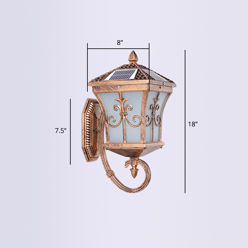 Frosted White Glass Brass Wall Sconce Light Tapered Traditional Wall Light with Scrolls Clearhalo 'Wall Lamps & Sconces' 'Wall Lights' Lighting' 2336860